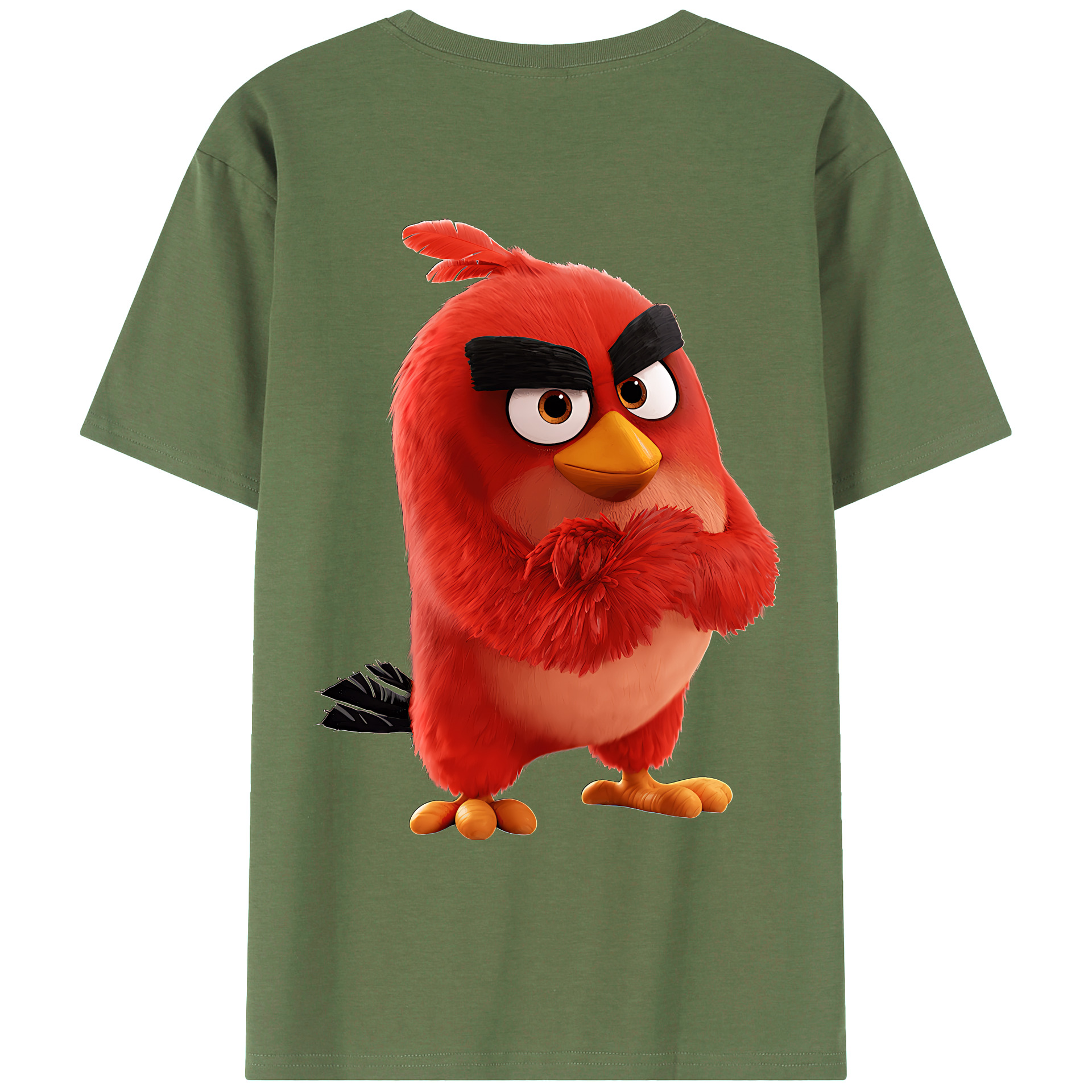 （画像用） Angry Birds アングリーバード 綿100％ メンズ半袖Tシャツ（バックプリント） 通気性